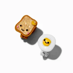 Claire's Clips Et Autocollants-Clous d'oreilles à clip œuf et toast