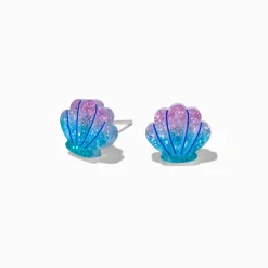 Claire's Clous D'oreilles-Clous d'oreilles coquillages pailletés violets