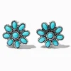 Claire's Clous D'oreilles-Clous d'oreilles couleur argentée cowgirl fleur turquoise d'imitation