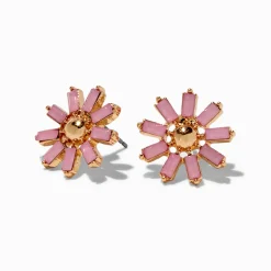 Claire's Clous D'oreilles-Clous d'oreilles couleur dorée fleur rose tendre