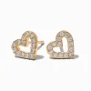 Claire's Clous D'oreilles|Bijoux Premium-Clous d'oreilles cœur ajouré en pavé avec zircons cubiques couleur dorée jaune C LUXE by Claire’s