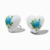 Claire's Clous D'oreilles-Clous d'oreilles cœur blanc et fleur bleue
