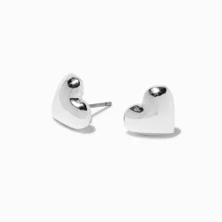 Claire's Clous D'oreilles-Clous d'oreilles cœur bombé couleur argentée