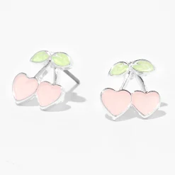 Claire's Clous D'oreilles-Clous d'oreilles cœur cerise à paillettes qui changent de couleur