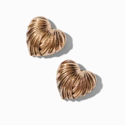 Claire's Clous D'oreilles-Clous d'oreilles cœur en 3D couleur dorée