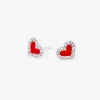 Claire's Clous D'oreilles|Bijoux Premium-Clous d'oreilles cœurs rouges décorés en argent