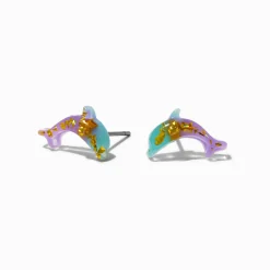 Claire's Clous D'oreilles-Clous d'oreilles dauphin aluminium couleur dorée
