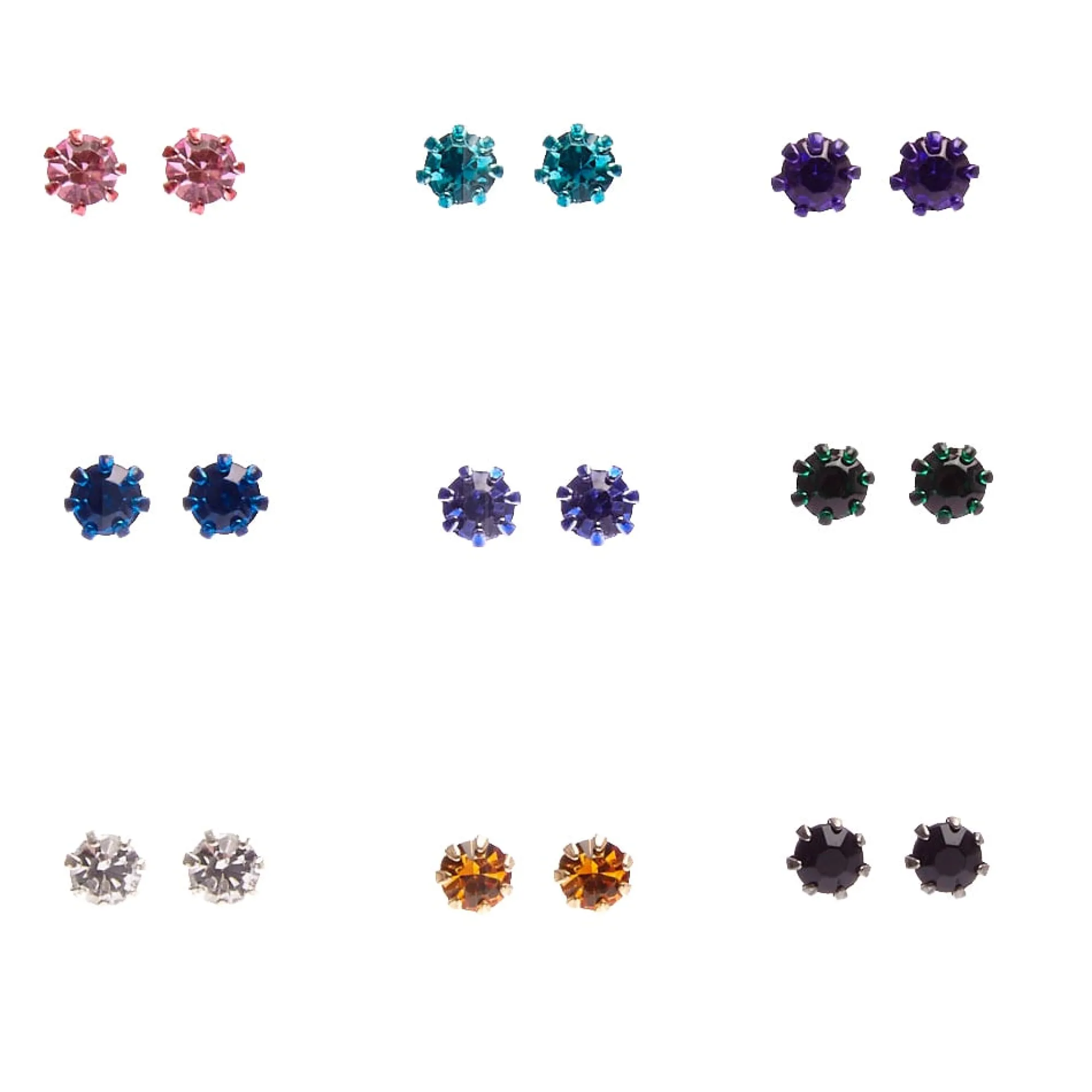 Claire's Clous D'oreilles-Clous d'oreilles décorés arc-en-ciel - Lot de 9