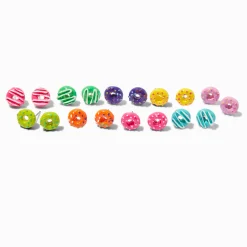 Claire's Clous D'oreilles-Clous d'oreilles donut arc-en-ciel à paillettes - Lot de 9