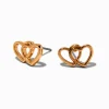 Claire's Clous D'oreilles-Clous d'oreilles double cœur couleur dorée