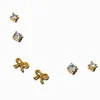 Claire's Bijoux Premium|Clous D'oreilles-Clous d'oreilles à empiler nœuds en zircon cubique couleur dorée C LUXE by Claire's - Lot de 3
