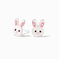 Claire's Bijoux Premium|Clous D'oreilles-Clous d'oreilles en argent lapin émaillés