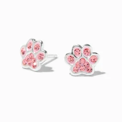 Claire's Clous D'oreilles|Bijoux Premium-Clous d'oreilles en argent pattes strass roses