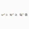 Claire's Clous D'oreilles|Bijoux Premium-Clous d'oreilles en zircon cubique ronds en acier inoxydable couleur dorée - Lot de 3