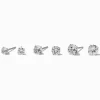 Claire's Clous D'oreilles|Bijoux Premium-Clous d'oreilles en zircon cubique ronds en acier inoxydable couleur argentée - Lot de 3