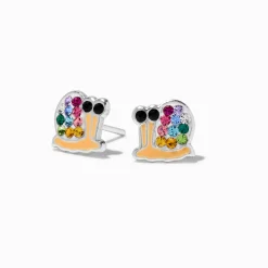 Claire's Clous D'oreilles|Bijoux Premium-Clous d'oreilles escargot arc-en-ciel couleur argentée