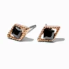Claire's Clous D'oreilles-Clous d'oreilles faux diamant noir en zircon cubique couleur dorée