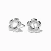 Claire's Clous D'oreilles-Clous d'oreilles fleurs bombés couleur argentée