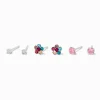 Claire's Bijoux Premium|Clous D'oreilles-Clous d'oreilles fleurs violets couleur argentée C LUXE by Claire's - Lot de 3