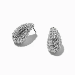 Claire's Clous D'oreilles-Clous d'oreilles grappe de haricot pavé couleur argentée