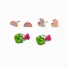 Claire's Clous D'oreilles-Clous d'oreilles grenouille, champignon et arc-en-ciel - Lot de 3