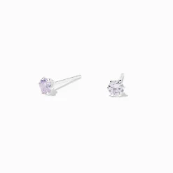 Claire's Clous D'oreilles|Bijoux Premium-Clous d'oreilles lavande 4 mm en zircon cubique et argent