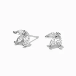 Claire's Clous D'oreilles-Clous d'oreilles lotus strass couleur argentée