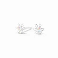 Claire's Clous D'oreilles|Bijoux Premium-Clous d'oreilles marguerites irisées en argent