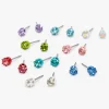Claire's Clous D'oreilles-Clous d'oreilles 4 mm strass arc-en-ciel - Lot de 9