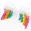 Claire's Pendantes-Clous d'oreilles nuage chaîne arc-en-ciel couleur argentée