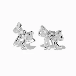 Claire's Clous D'oreilles-Clous d'oreilles nœud cœur strass couleur argentée