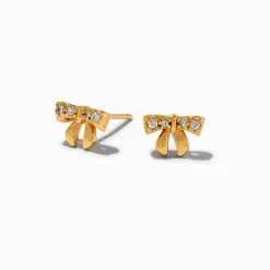 Claire's Clous D'oreilles|Bijoux Premium-Clous d'oreilles nœud en zircon cubique couleur or jaune C LUXE by Claire's