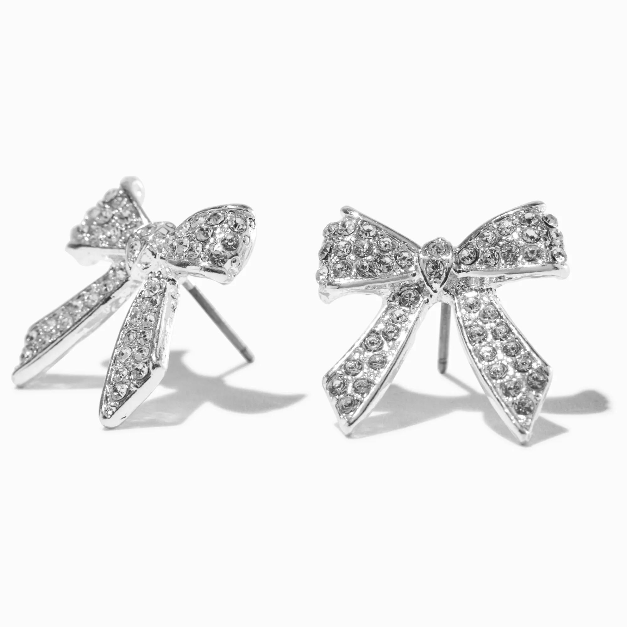 Claire's Clous D'oreilles-Clous d'oreilles nœud strass pavé couleur argentée
