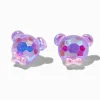 Claire's Clous D'oreilles-Clous d'oreilles ours en peluche holographiques violets