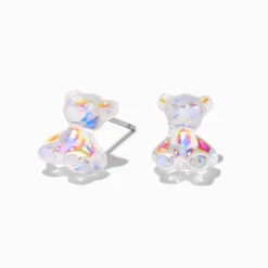 Claire's Clous D'oreilles-Clous d'oreilles ours en peluche holographiques