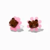 Claire's Clous D'oreilles|Bijoux Premium-Clous d'oreilles ours fleur rose phosphorescents avec tige couleur argentée C LUXE by Claire's