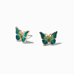 Claire's Clous D'oreilles-Clous d'oreilles papillon bleus et verts