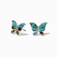 Claire's Clous D'oreilles-Clous d'oreilles papillon cowgirl couleur argentée