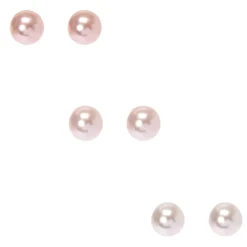 Claire's Clous D'oreilles-Clous d'oreilles perle d'imitation effet dégradé 10 mm couleur argentée - Rose, lot de 3