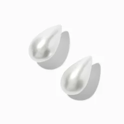 Claire's Clous D'oreilles-Clous d'oreilles perle d'imitation goutte 20 mm blancs