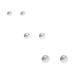 Claire's Clous D'oreilles-Clous d'oreilles perles d'imitation blanches de tailles graduelles - Lot de 3