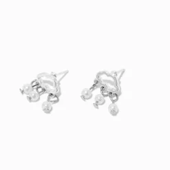 Claire's Clous D'oreilles-Clous d'oreilles pluie perles d'imitation nuage couleur argentée