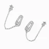 Claire's Clous D'oreilles-Clous d'oreilles reliés par une chaîne étoile rayonnante et épingle à nourrice couleur argentée