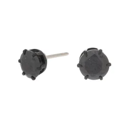 Claire's Clous D'oreilles|Bijoux Premium-Clous d'oreilles ronds avec strass en zircon cubique en titane couleur hématite – Noir, 5 mm - Collection C Luxe