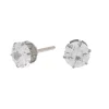 Claire's Clous D'oreilles|Bijoux Premium-Clous d'oreilles ronds avec strass en zircon cubique et titane couleur argentée - 6 mm - Collection C Luxe
