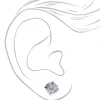 Claire's Clous D'oreilles-Clous d'oreilles ronds avec strass en zircon cubique d'imitation couleur argentée - 6 mm