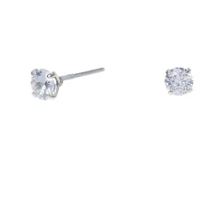 Claire's Clous D'oreilles-Clous d'oreilles ronds avec strass en zircon cubique d'imitation couleur argentée - 4 mm