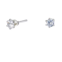 Claire's Clous D'oreilles-Clous d'oreilles ronds avec strass en zircon cubique d'imitation couleur argentée - 3 mm