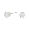 Claire's Clous D'oreilles-Clous d'oreilles ronds avec strass en zircon cubique d'imitation couleur argentée - 5 mm