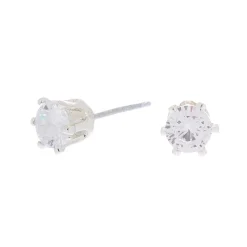Claire's Clous D'oreilles-Clous d'oreilles ronds avec strass en zircon cubique d'imitation couleur argentée - 5 mm